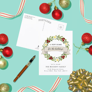 New Home For The Holidays Moving Announcement Postcard