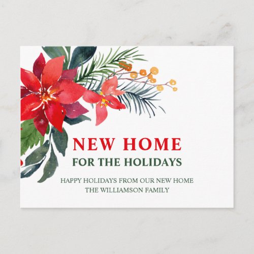 New Home For The Holidays  Moving  Announcement Postcard