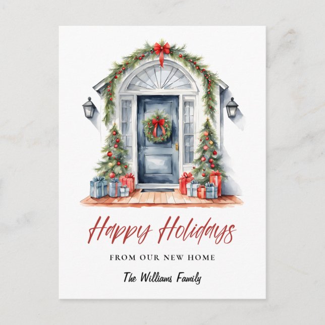 New Home For the Holidays Photo Christmas Holiday Postcard (Front)