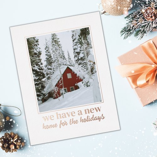 New Home for the Holidays Photo Foil Holiday Postcard