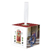 New Home For the Holidays Red Watercolor Door Cube Ornament (Front Angled)
