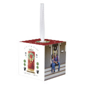 New Home For the Holidays Red Watercolor Door Cube Ornament (Back Angled)