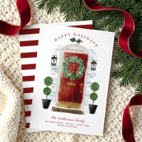 New Home For the Holidays Red Watercolor Door