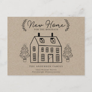 New Home for the Holidays Rustic Kraft  Holiday Postcard