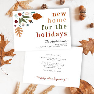 New Home For the Holidays Thanksgiving Fall Moving Announcement