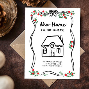 New Home for the Holidays Whimsical Christmas Holiday Postcard