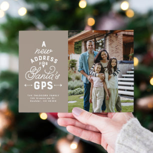 New home four photo beige Christmas Holiday Card