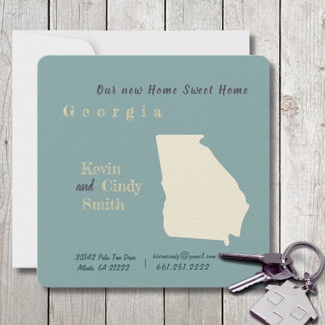 New Home Georgia Moving Announcement Postcard  (Moving to Georgia? Send your friends and family a beautiful personalized announcement!)