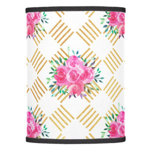 New Home Gift Gold And Pink Floral Pillows Lamp Shade