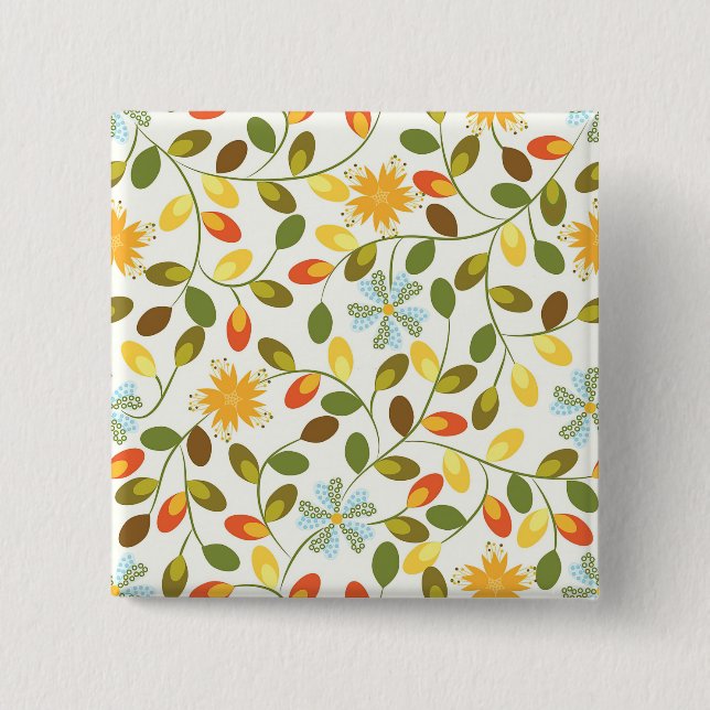 New Home Gift | Vintage Floral Pattern Button (Front)