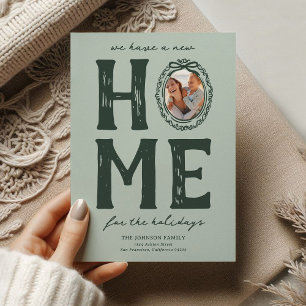 New Home Green Doodle Christmas Holiday Card