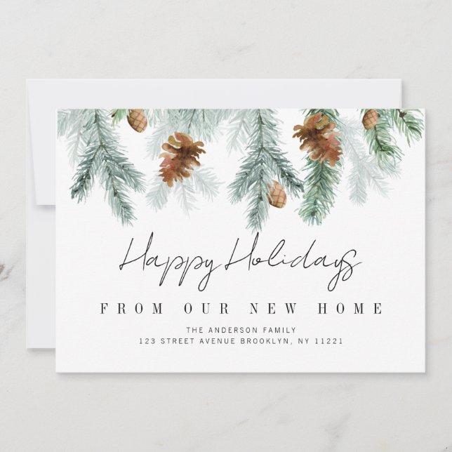 New home greenery moving announcement card (Front)