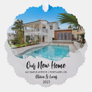 New Home Grunge Photo Open House Housewarming Ornament Card