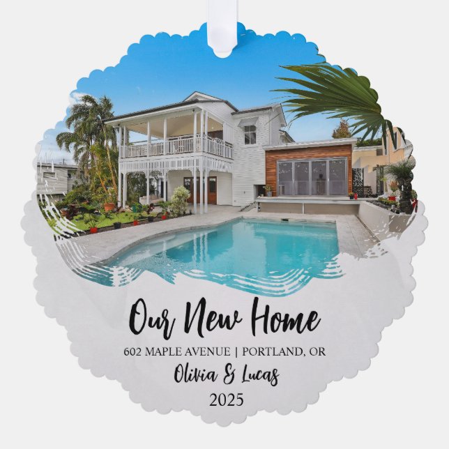 New Home Grunge Photo Open House Housewarming  Ornament Card (Front)