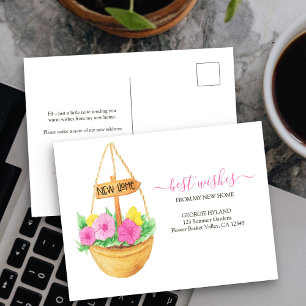 New Home Hanging Basket Moving Announcement Postcard