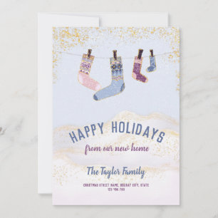 New Home Happy Holidays Christmas Socks Winter Ho Holiday Card