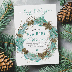 New home Happy Holidays holiday moving Announcement