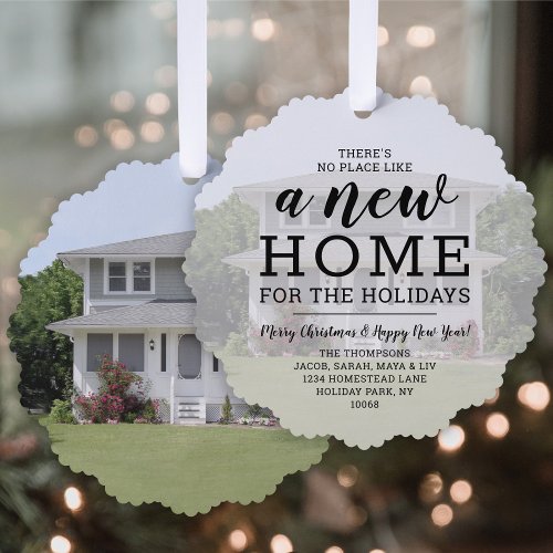 New Home Holiday Address Change 2 Photo Christmas Ornament Card