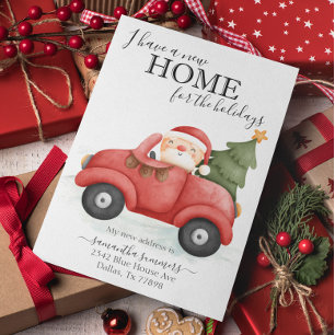 New Home Holiday Moving Announcement Truck Santa Postcard