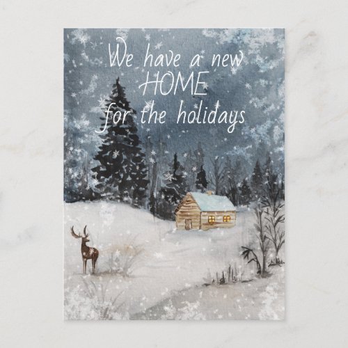New Home Holidays Address Notice Moving Christmas Announcement Postcard