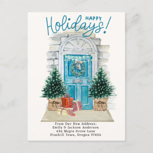 New Home - Holidays Christmas Door Moving  A Announcement Postcard