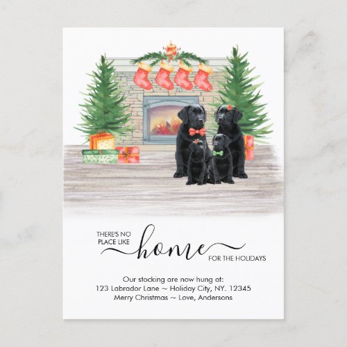 New Home Holidays Moved Black Labrador Dog Moving Announcement Postcard