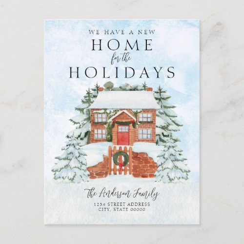 New Home House Christmas Holiday Moving Announcement Postcard