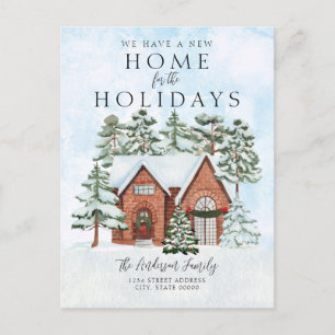 New Home House Christmas Holiday Moving Announcement Postcard