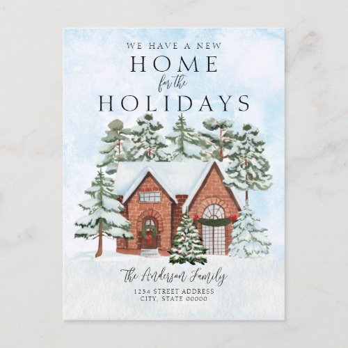 New Home House Christmas Holiday Moving Announcement Postcard