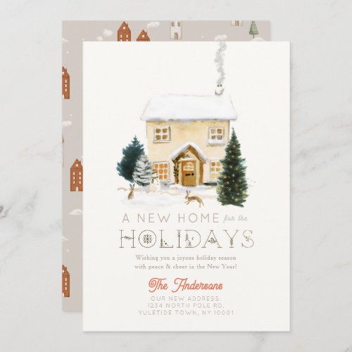 New Home House Hares Winterscape Christmas Holiday Card