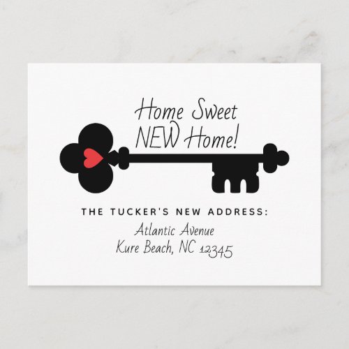 New Home House Key New Address Moving Announcement Postcard