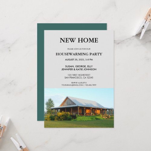 New home house warming party photo invitation