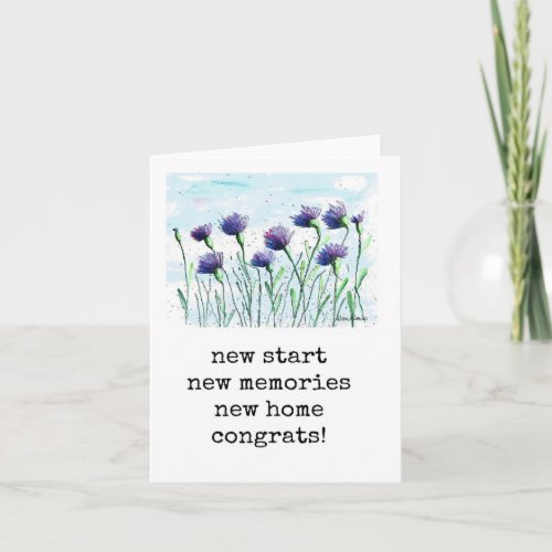 New Home Housewarming Card Blue Asters Art Card
