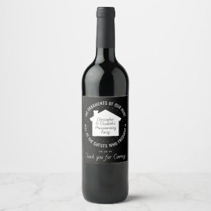 New Home Housewarming Party Black and White Custom Wine Label
