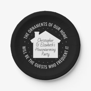 New Home Housewarming Party Black and White Modern Paper Plates