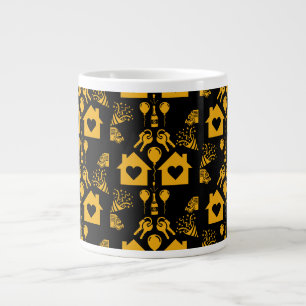 New Home Housewarming Yellow On Black Giant Coffee Mug