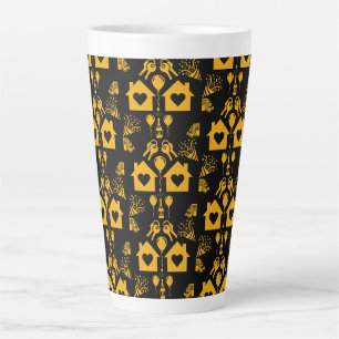 New Home Housewarming Yellow On Black Latte Mug