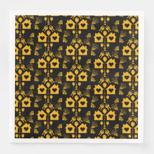 New Home Housewarming Yellow On Black Paper Dinner Napkins