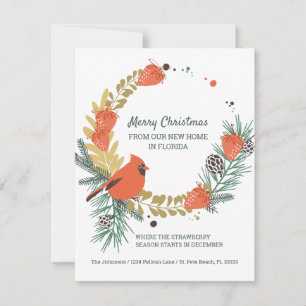 New Home in Florida Strawberry Christmas Wreath Announcement