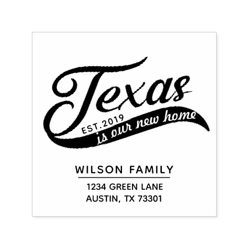 New Home In Texas  Return Address Rubber Stamp