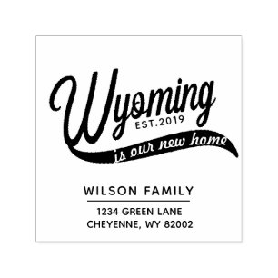 New Home In Wyoming Return Address Rubber Stamp