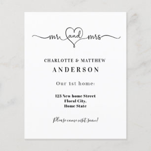 New home just married address moving announcement flyer