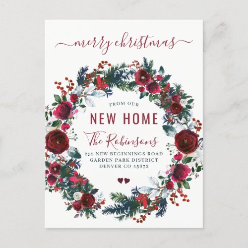 New home Merry Christmas holiday moving Announcement Postcard