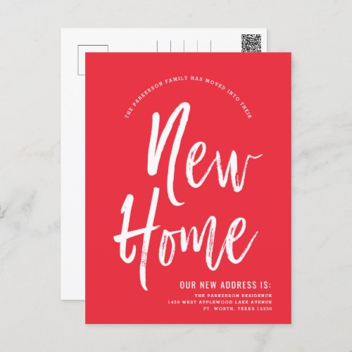 New Home  Minimal Imperial Red New Address Postcard