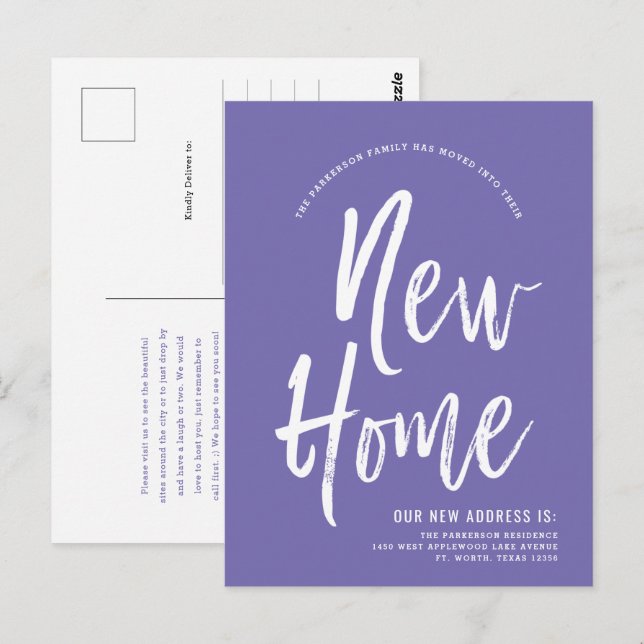 New Home | Minimal Lavender | New Address Postcard (Front/Back)