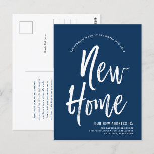 New Home Minimal Navy Blue New Address Postcard