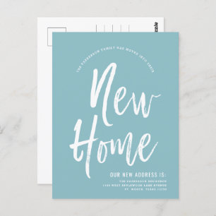 New Home Minimal Robin Egg Blue New Address Postcard