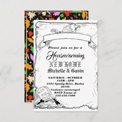New home modern autumn fall housewarming party  in invitation