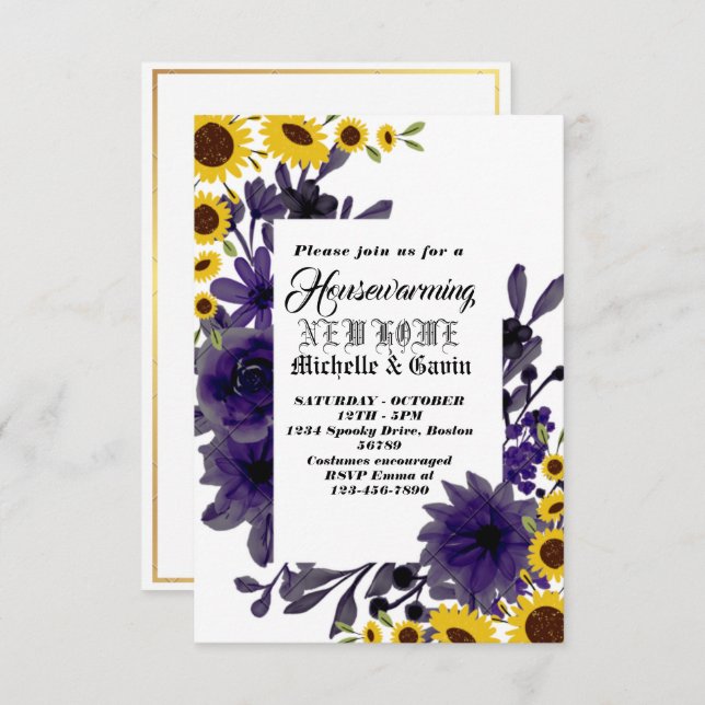 New home modern autumn fall housewarming party  in invitation (Front/Back)