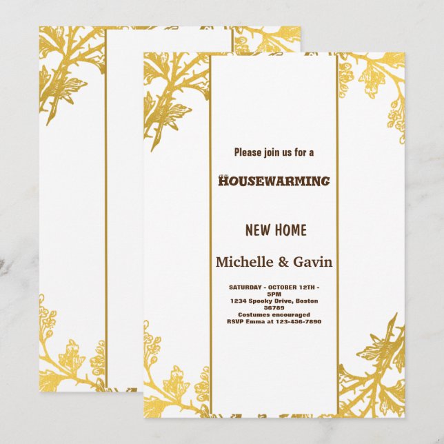 New home modern autumn fall housewarming party  in invitation (Front/Back)